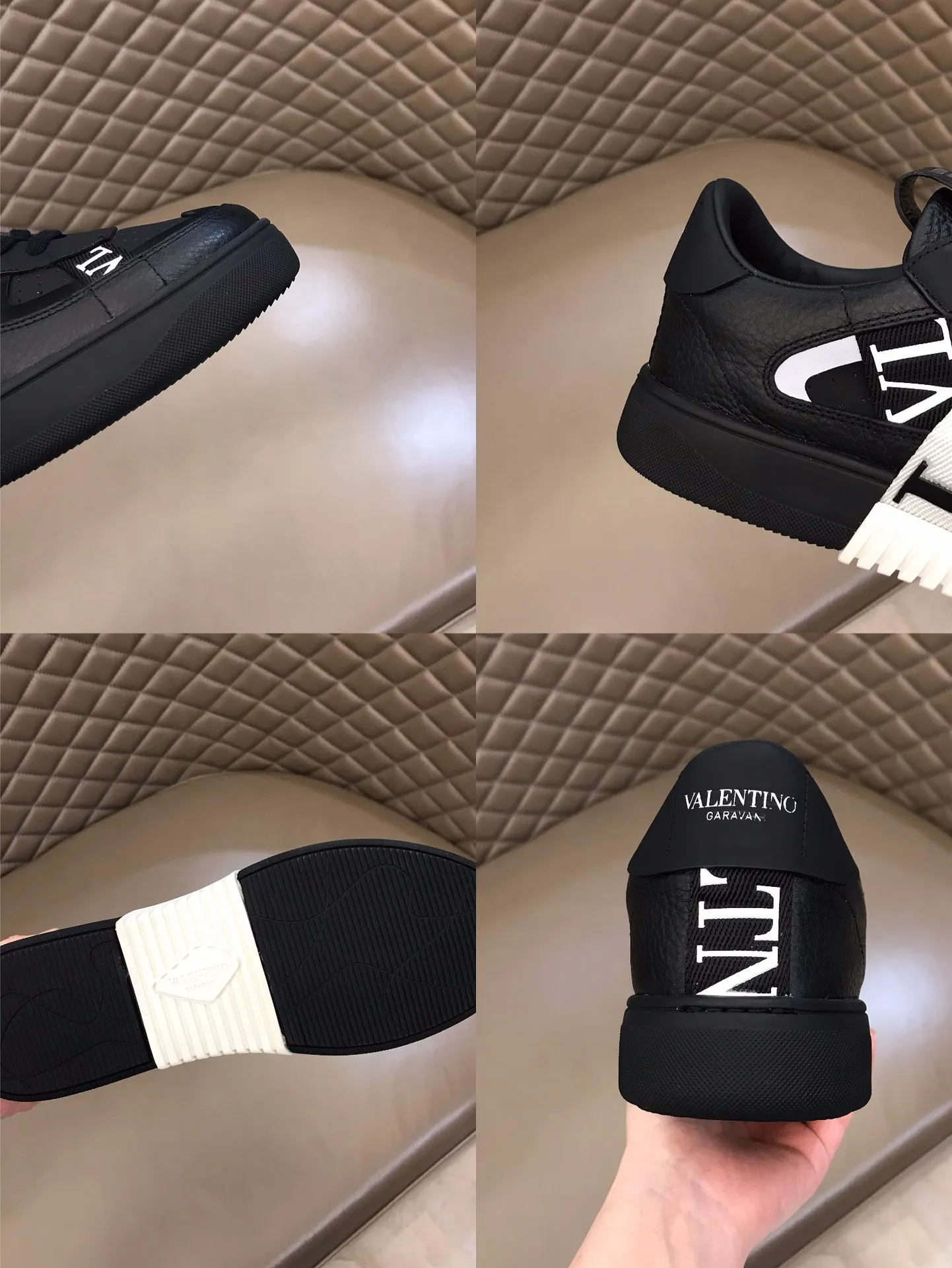 p440 "Valentin*" new spring and summer calfskin lace-up sneakers. No man should be able to refuse these shoes. The classic color scheme is so handsome! Purchase a high-precision replica of the original version to instantly sell off the market currency! 6 VLTN logo rubber effect straps - Valentino Garavani Logo printed on the back and tongue, all materials are customized to ensure quality! Size: 38-44